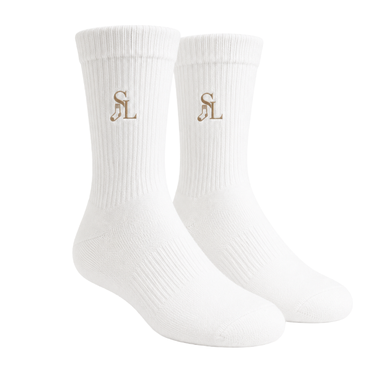 SockLuxe white crew socks