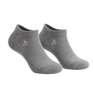 Unisex Solid Grey Ankle Socks with Ribbed Collar - 1 Pair