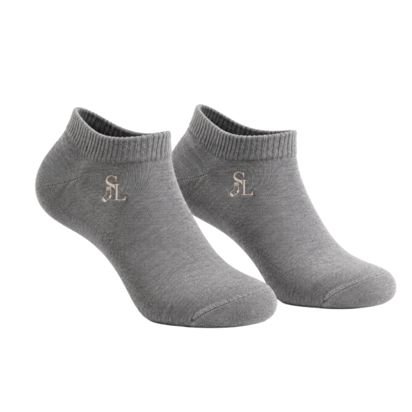 Unisex Solid Grey Ankle Socks with Ribbed Collar - 1 Pair